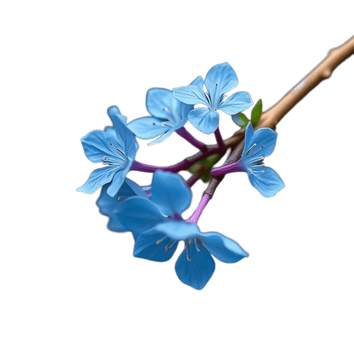 Emoji Blue Flowers Blooming on a Branch