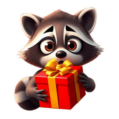 Raccoon with Gift